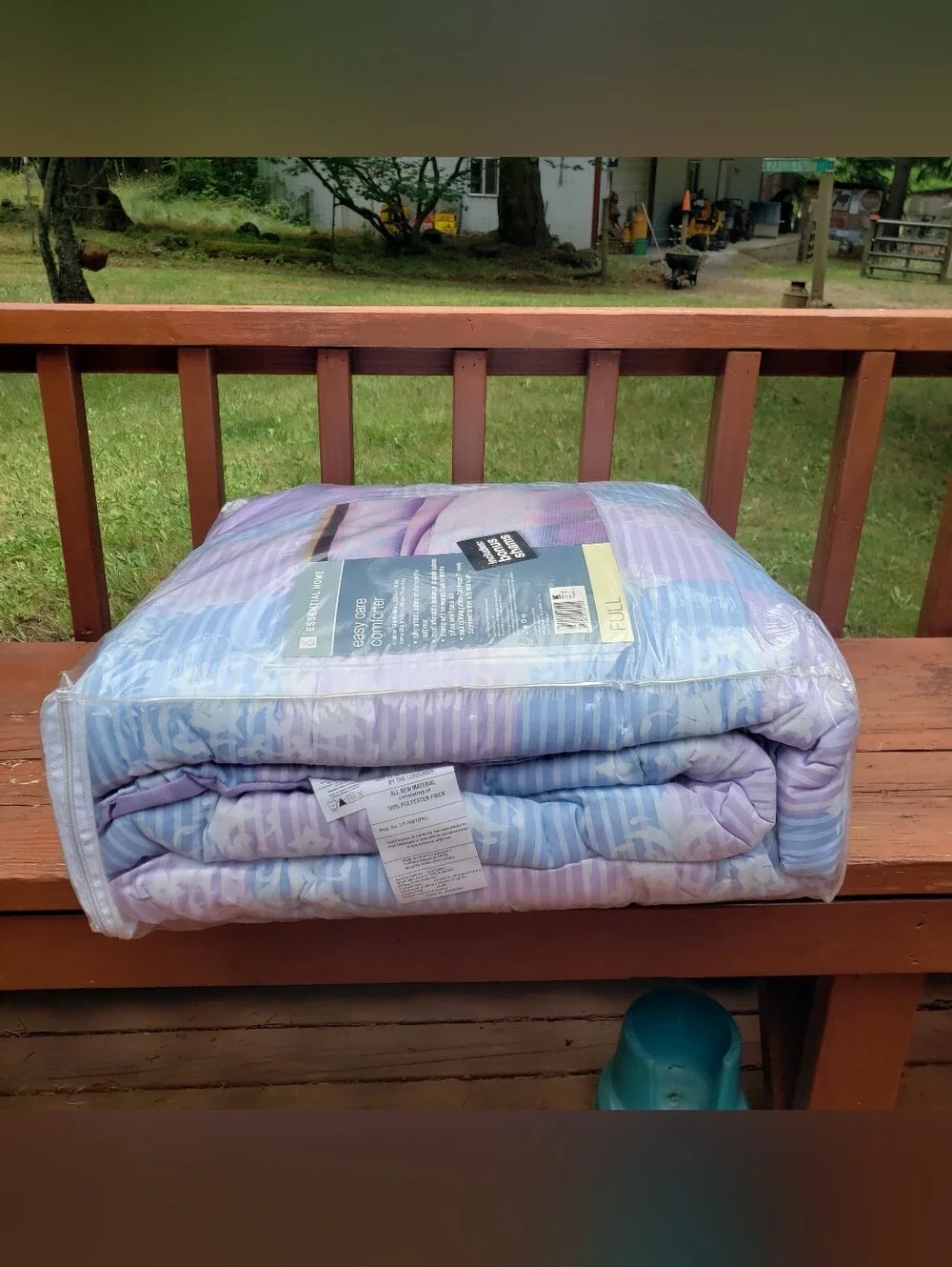 Essential Home Purple, Blue & White Floral Design FULL Comforter W/ Shams -KMART
